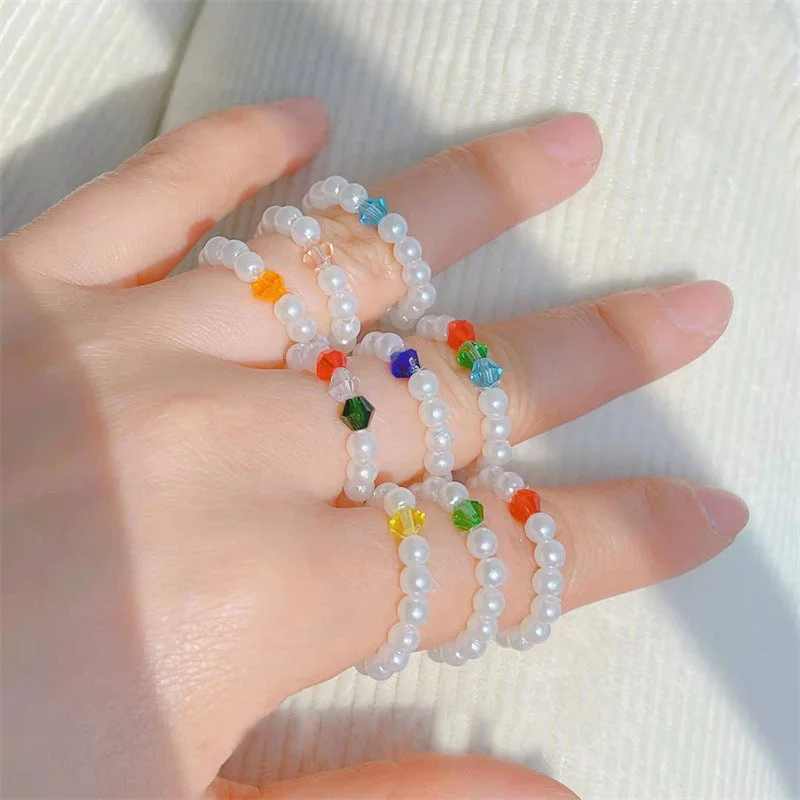 Ladies vintage fashion rings-Sweet Color Block Plastic Wholesale Open Rings