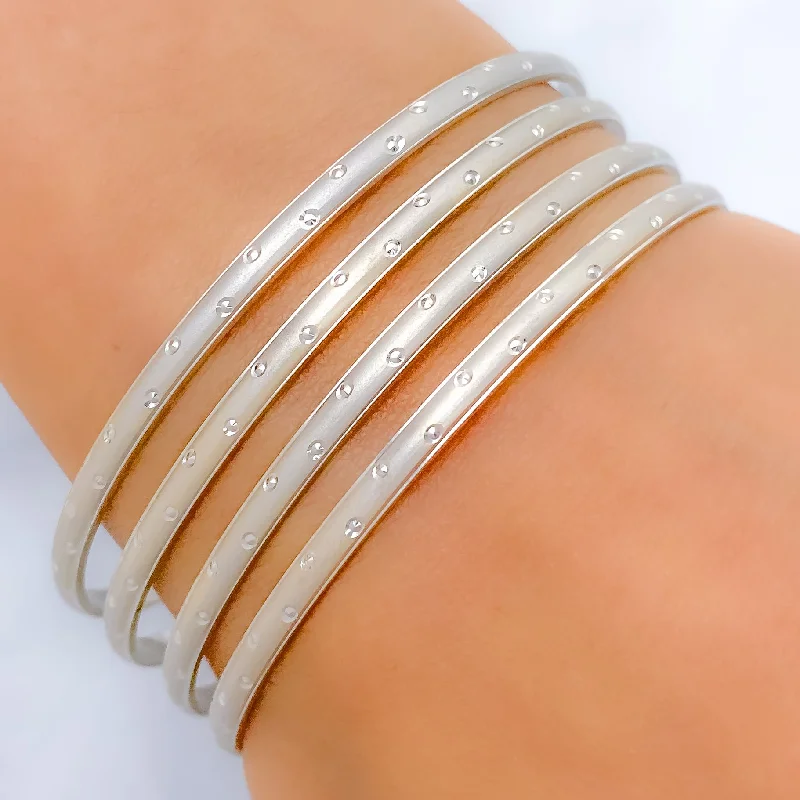 Ladies gold tone bracelets-Matte White 22k Gold Bangles