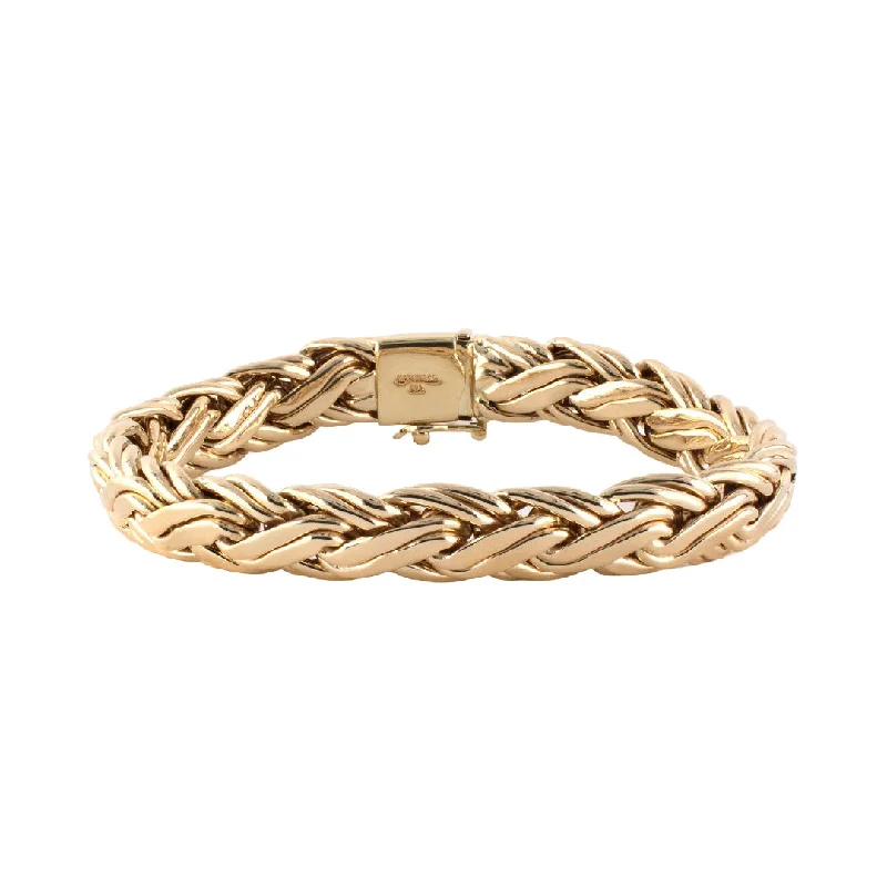 Ladies gold cuff bracelets-Tiffany Hollow Woven Gold Bracelet