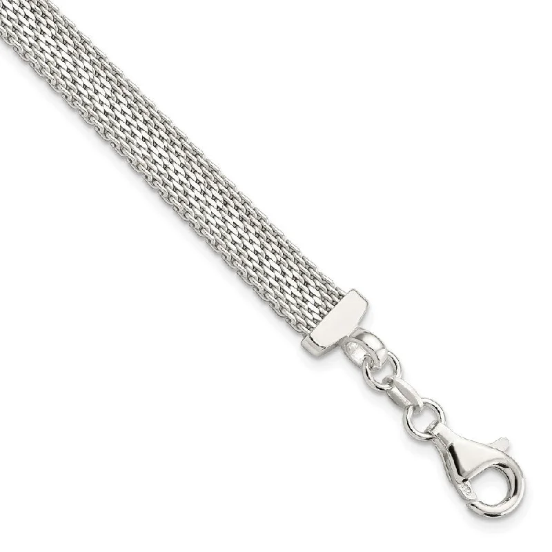 Ladies statement bracelets-925 Sterling Silver Diamond Cut Reversible Bracelet, 7.5" (W-6.85mm)