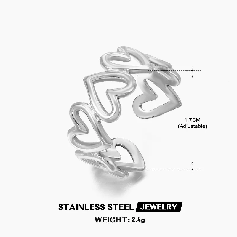 Steel Color Love Heart-Shaped Ring-ZN211S