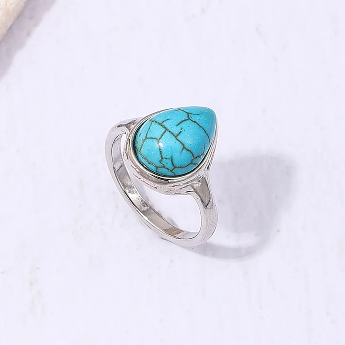 Ladies emerald and diamond rings-Wholesale Jewelry Simple Style Water Droplets Alloy Resin Plating Inlay Rings