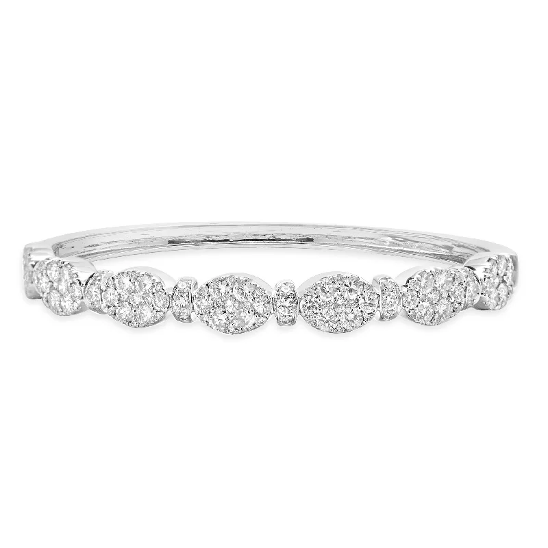 Ladies love bracelets-18 Karat White Gold Pave Diamond Multi Shape Diamond Bangle Bracelet