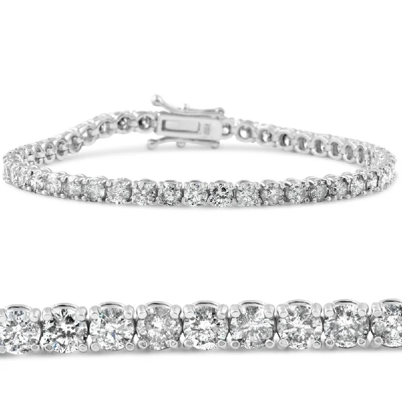 Ladies double bangles-6ct TDW Diamond Tennis Bracelet White Gold 7 Inches