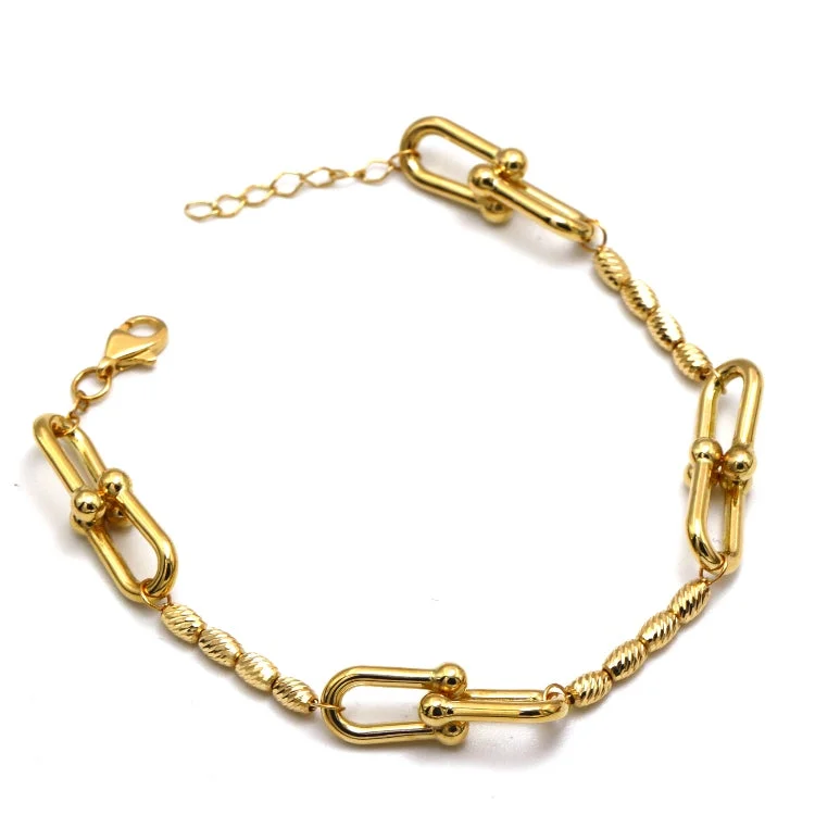 Ladies love bracelets-Real Gold GZTF Hardware with Roller Chain Bracelet 4185 (17 C.M) BR1808