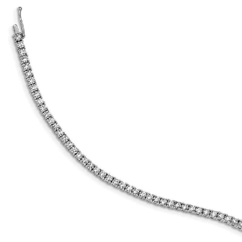 Ladies infinity bracelets-925 Sterling Silver Rhodium-plated Cubic Zirconia Bracelet, 7"