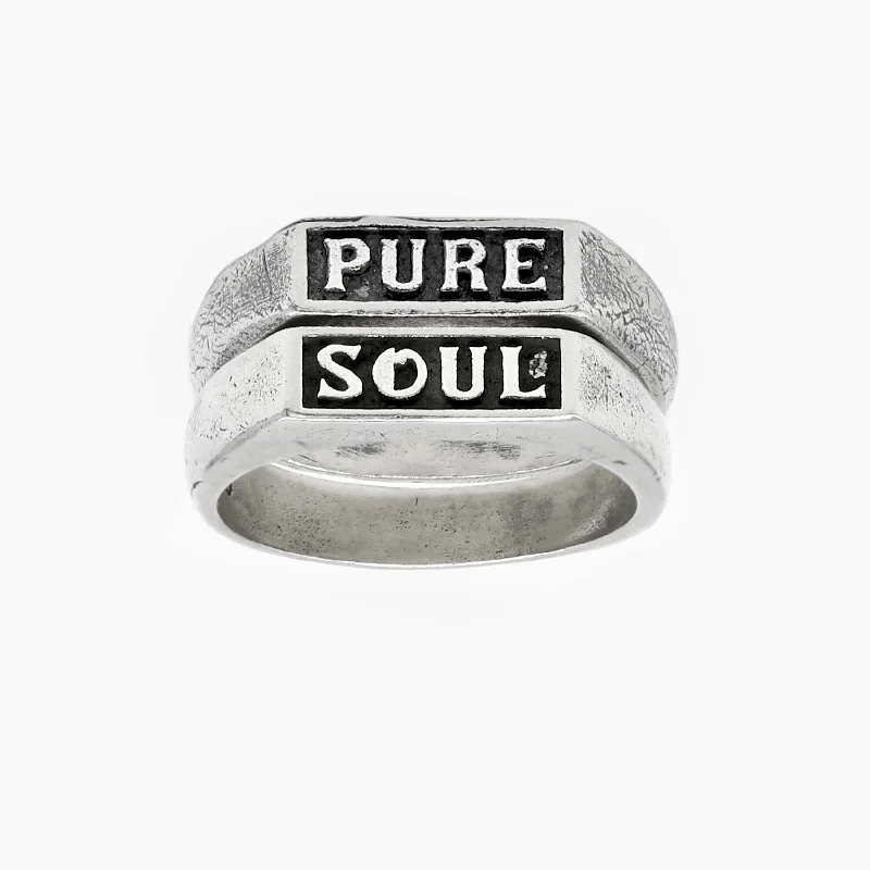 Ladies titanium rings-Pure Soul Double Sterling Silver Ring