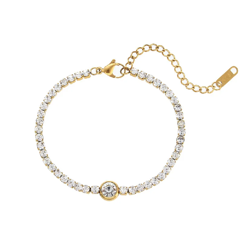 Round Zircon Bracelet-Gold