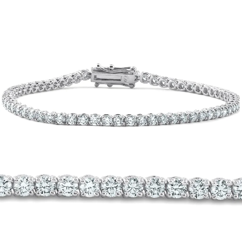 Ladies rubber bracelets-Certified 4ct Diamond Tennis Bracelet White Gold 7" Lab Grown