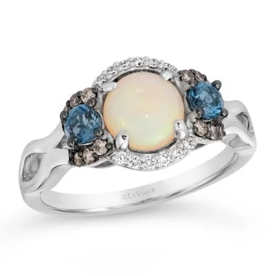 Ladies gold rings-Vanilla Gold Neopolitan Opal and Blue Topaz Le Vian Ring