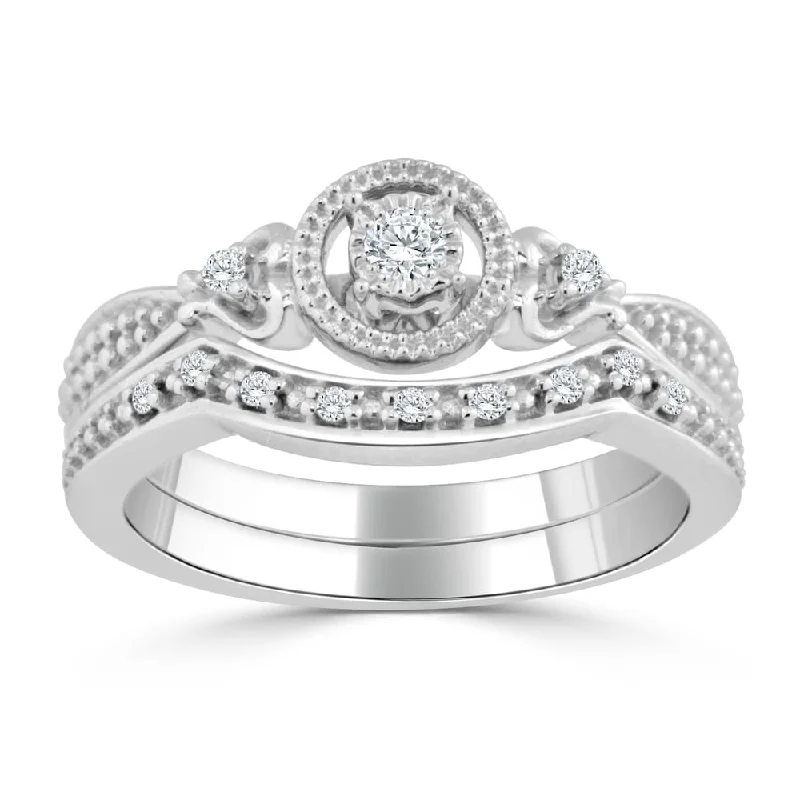 Ladies antique halo engagement rings-14k Gold Round 1/4ct TDW Diamond Engagement Ring Set by Auriya