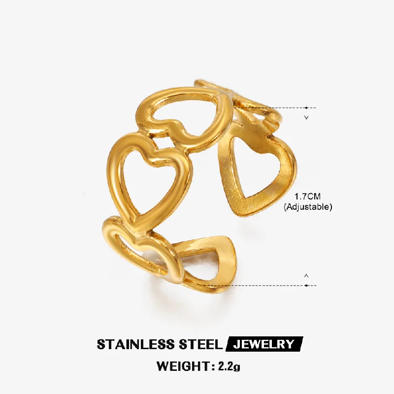 Golden Love Heart-Shaped Ring-ZN040G