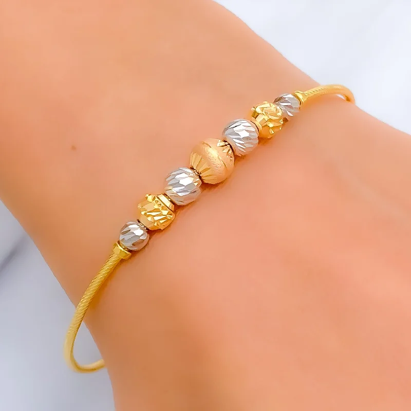 Ladies colorful stone bracelets-Luxurious Alternating 22k Gold Bangle Bracelet