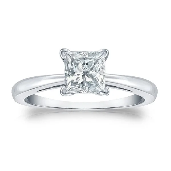 Ladies bespoke engagement rings-Auriya 2 1/2ctw Princess-Cut Solitaire Diamond Engagement Ring 18k Gold GIA Certified