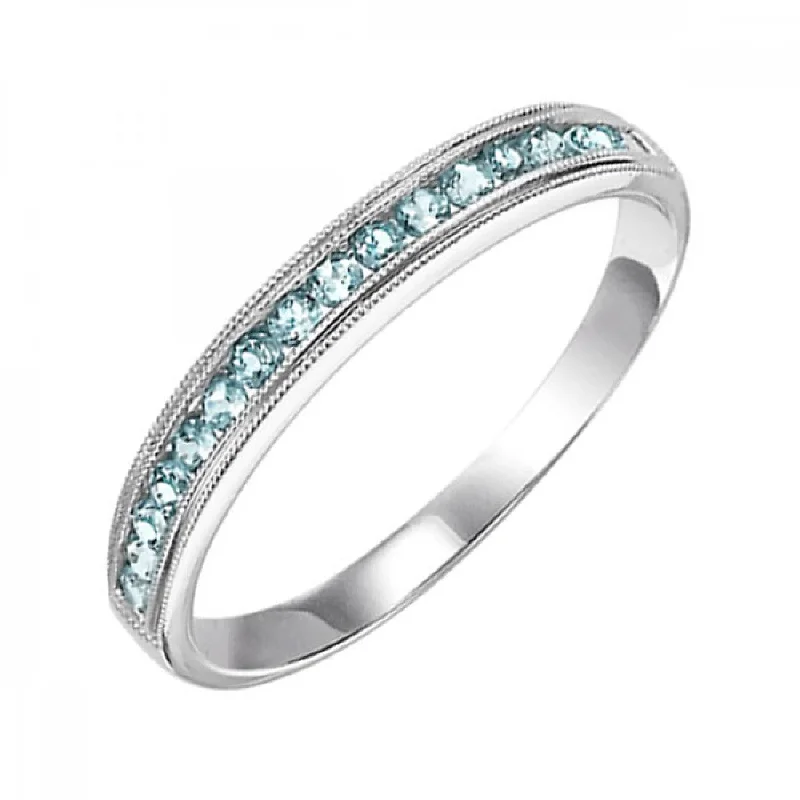 10KT Round Gemstone Stackable Ring- Aquamarine (March)