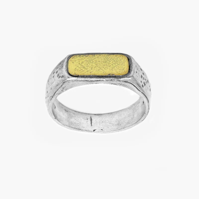 Ladies adjustable gemstone rings-Thin Sterling Silver Ring With Gold Details