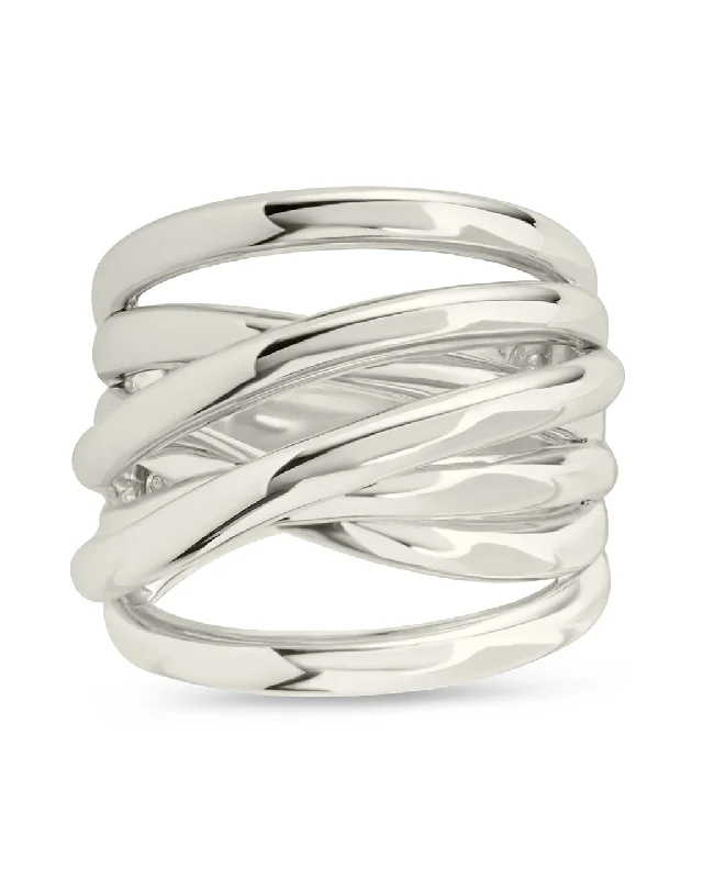 Ladies mixed metal rings-Sterling Silver Rebecca Layered Stacking Ring