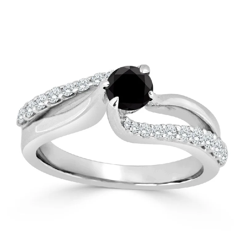 Ladies luxury engagement rings-Auriya 14k Gold 3/4ct TDW Black and White Diamond Engagement Ring (Black)