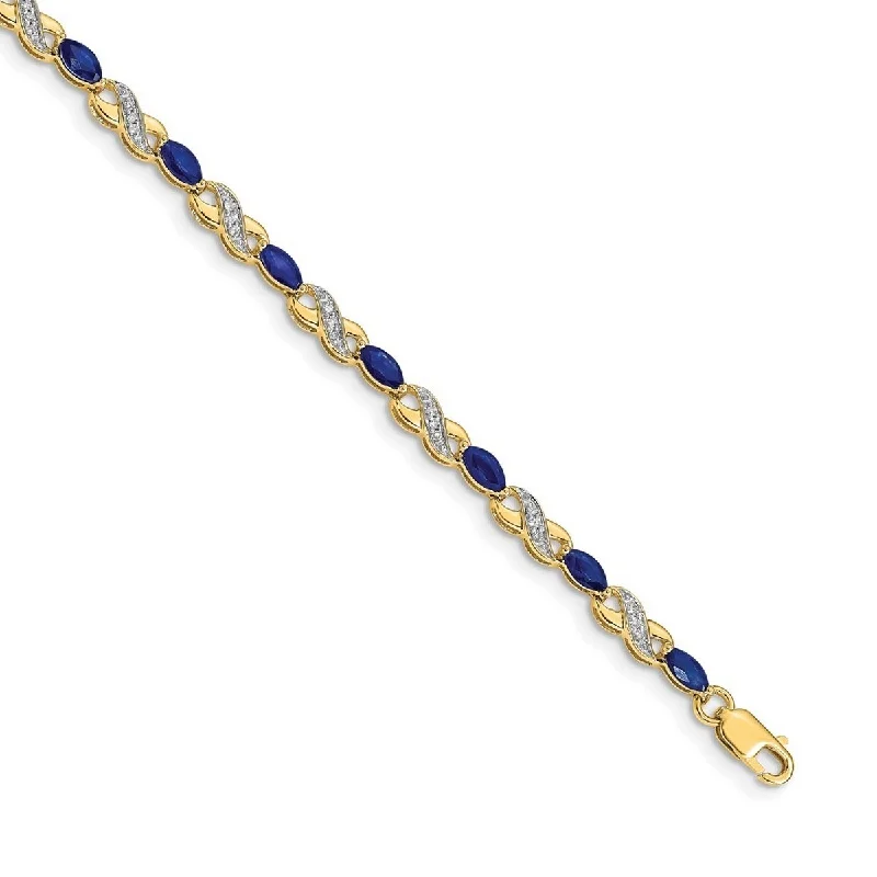 Ladies infinity bracelets with charms-Curata 3mm 14k Diamond and Sapphire Bracelet