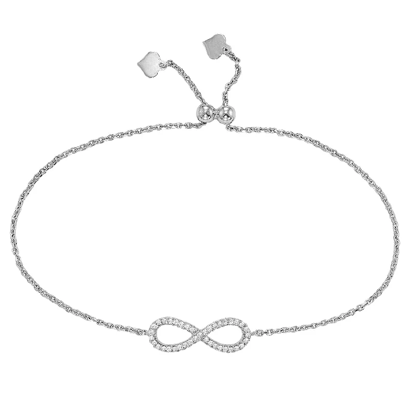 Ladies gemstone cuff bracelets-Infinity Bolo Bracelet in Sterling Silver