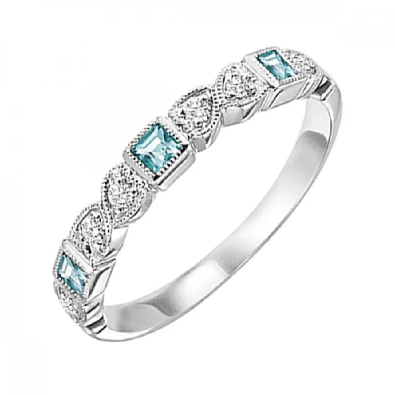 10KT Stackable Princess Cut Gemstone Ring- Blue Topaz ( December)