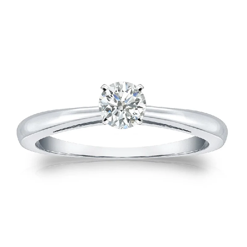 Ladies marquise cut engagement rings-Auriya Platinum 1/4ctw Round Solitaire Diamond Engagement Ring (J-K, I1-I2)