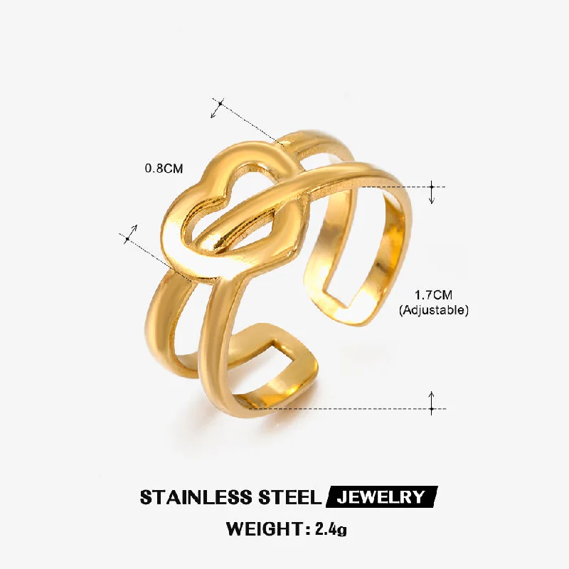 Golden Love Heart-Shaped Ring-ZN041G