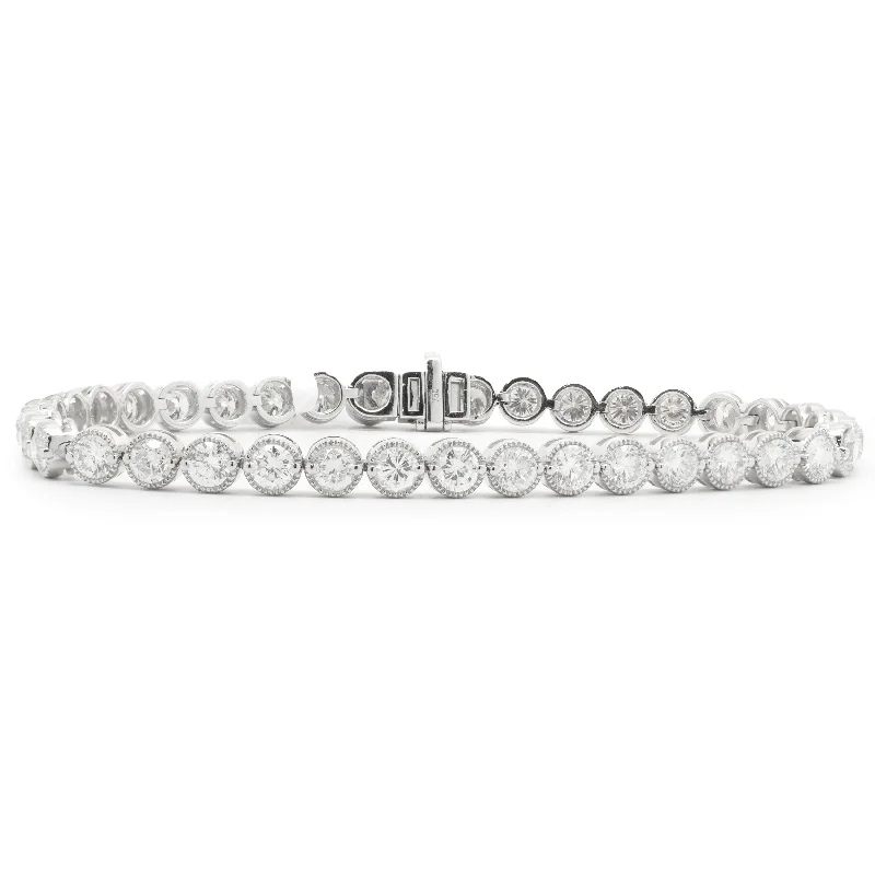 Ladies gold bangles-18 Karat White Gold Diamond Tennis Bracelet