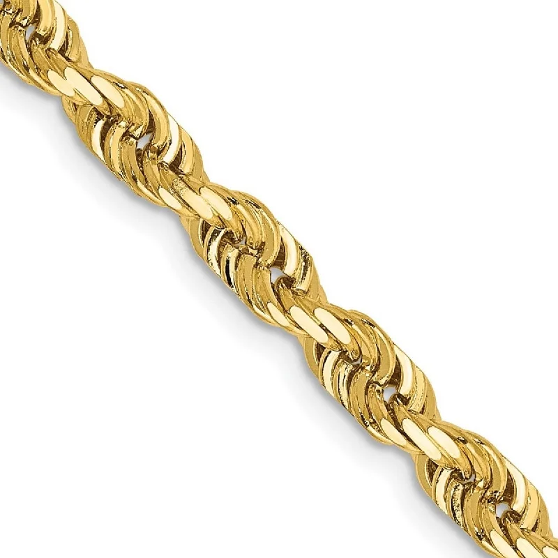 Ladies diamond tennis bracelets-Curata 14k Yellow Gold Solid 5.0mm Sparkle Cut Quadruple Rope Chain Bracelet Lobster Claw