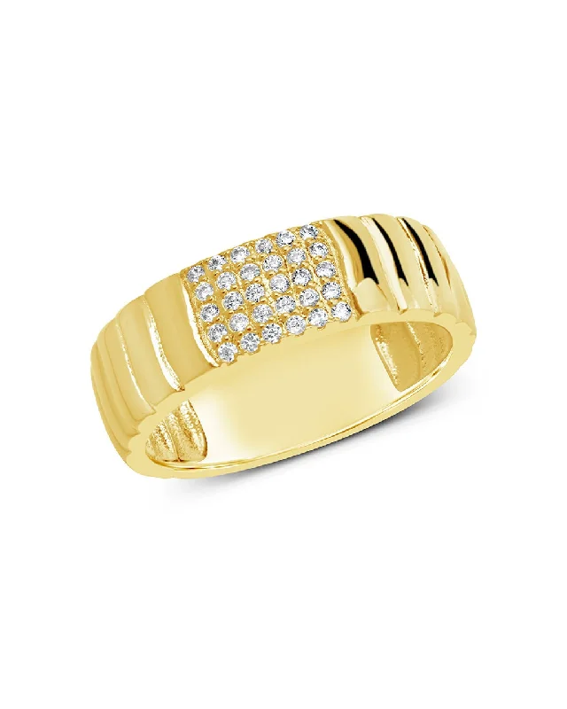 Ladies ruby rings-Riley CZ Textured Band Ring