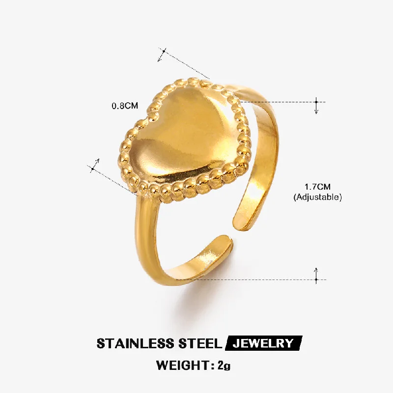 Golden Love Heart-Shaped Ring-ZN034G