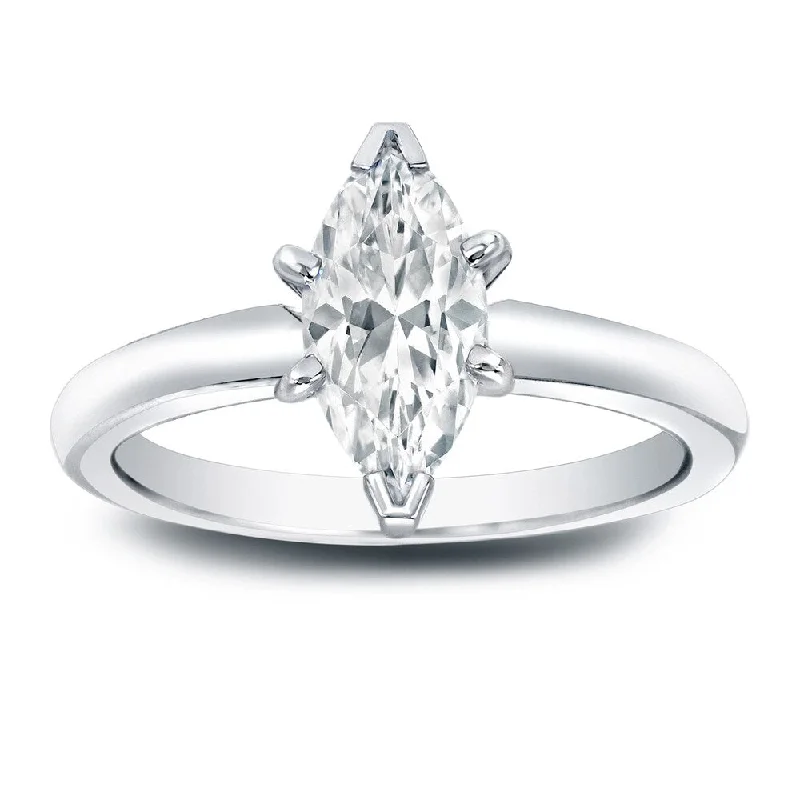 Ladies diamond engagement rings with matching band-Auriya 1ctw Solitaire Marquise Diamond Engagement Ring Platinum (I-J, I1-I2)