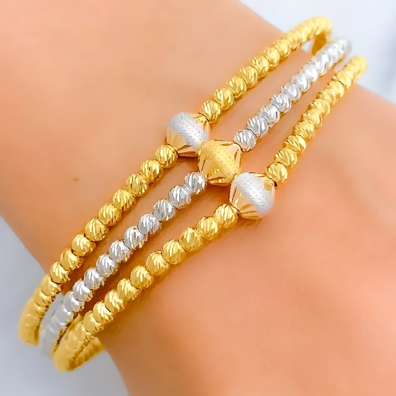 Ladies cuff bangles-Refined Two-Tone 22k Gold Bangle Bracelet