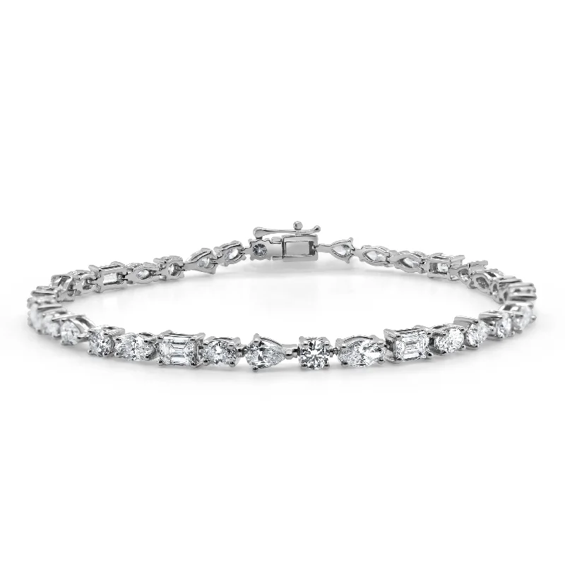 Ladies modern bracelets-14k Gold & Fancy-Shape Diamond Tennis Bracelet