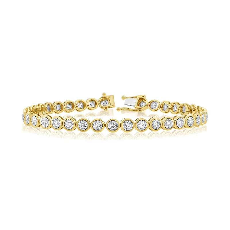 Ladies diamond cuff bracelets-14k Gold & Diamond Bezel Tennis Bracelet