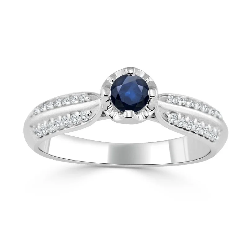 Ladies large diamond engagement rings-Auriya 14K Gold 1/5ct Blue Sapphire and 1/7ct TDW Diamond Engagement Ring