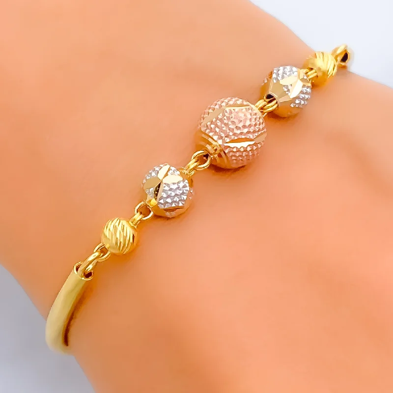 Ladies colorful bangles-Lavish Twinkling 22k Gold Orb Flexi Bangle Bracelet