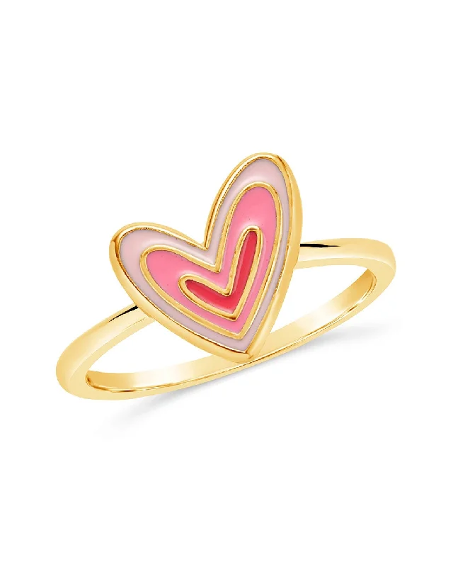 Ladies unique rings-Amanda Enamel Heart Ring