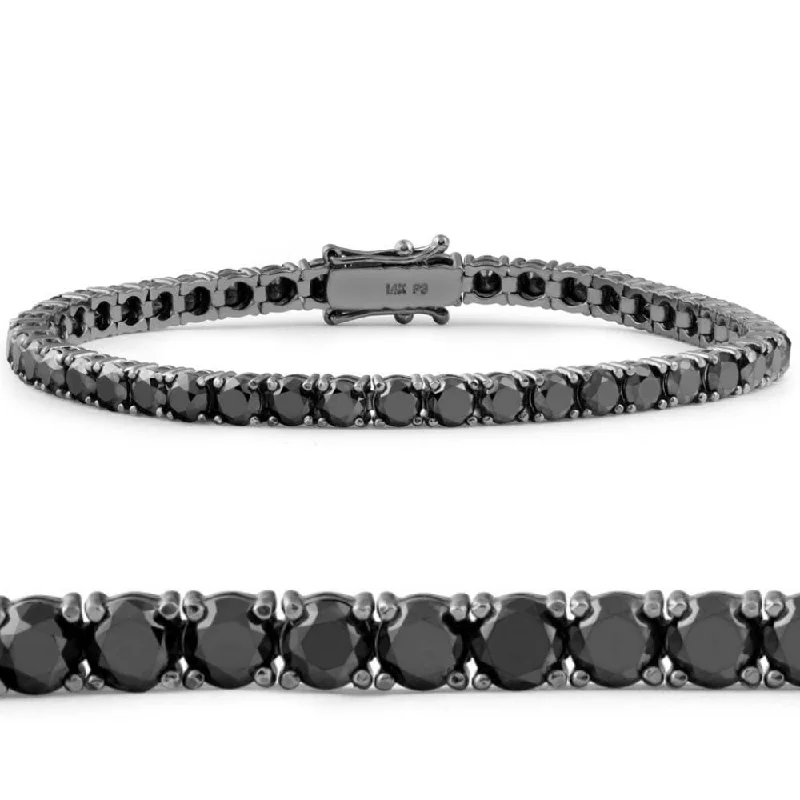 Ladies friendship bracelets-10 1/2 Ct Black Diamond Tennis Bracelet Black Gold 7"