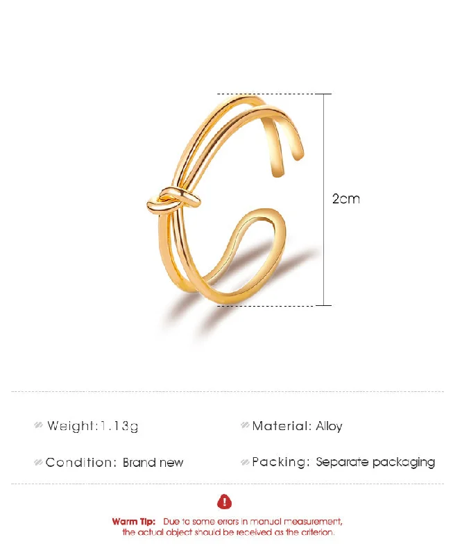 Ladies stackable wedding rings-New Simple Knotted Minimalist Opening Adjustable Bow Ring Wholesale Gooddiy