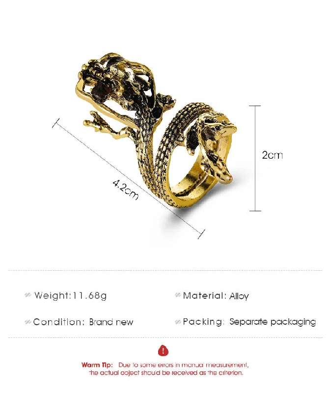 Ladies engagement ring sets-New  Retro Bronze Dragon Ring