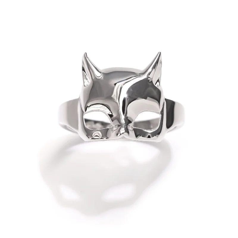 Ladies engagement rings-Panther Mask Ring