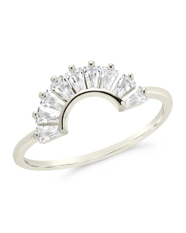 Ladies wedding band rings-Sterling Silver CZ Dawn Stacking Ring