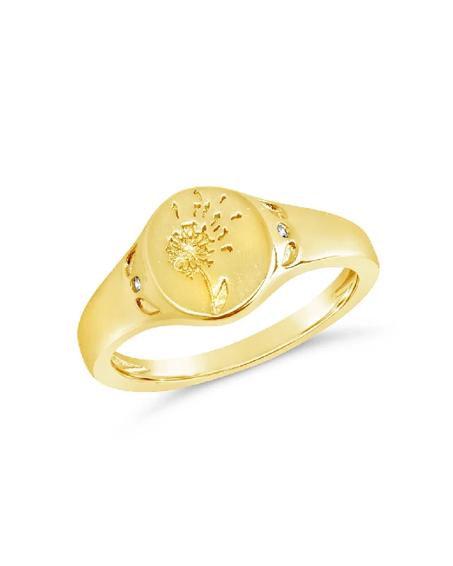 Ladies three-stone rings-Make A Wish Signet Ring