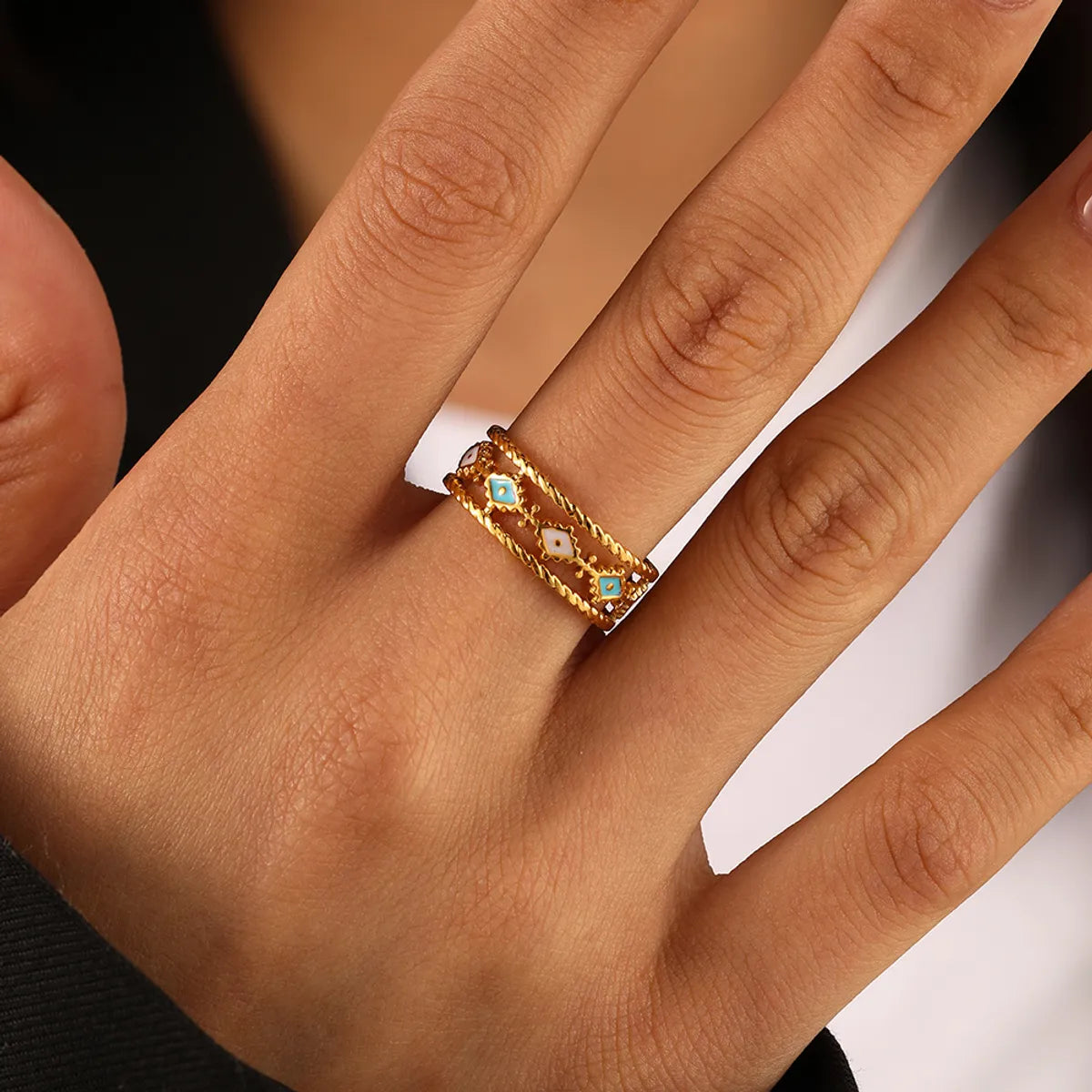 Ladies classic rings-Simple Style Commute Geometric Stainless Steel Plating Gold Plated Rings