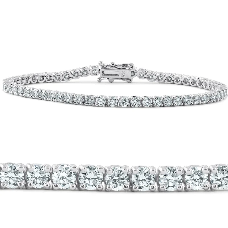 Ladies luxury bracelets-Certified 5 Ct Round Cut Diamond Tennis Bracelet White Gold 7" Lab Grown