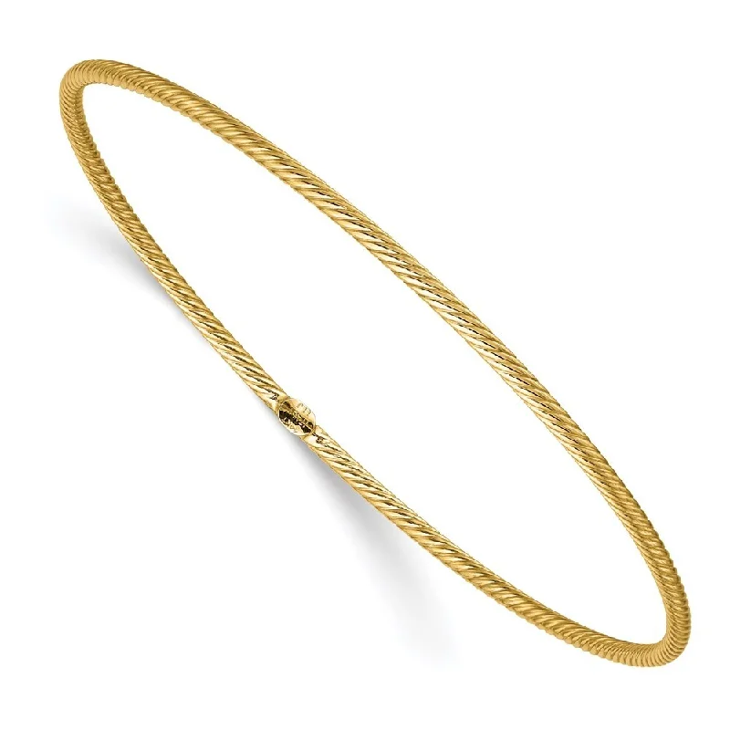 Ladies minimalistic bangles-14k Yellow Gold 0.28mm Textured Slip-on Bangle Bracelet, 8"