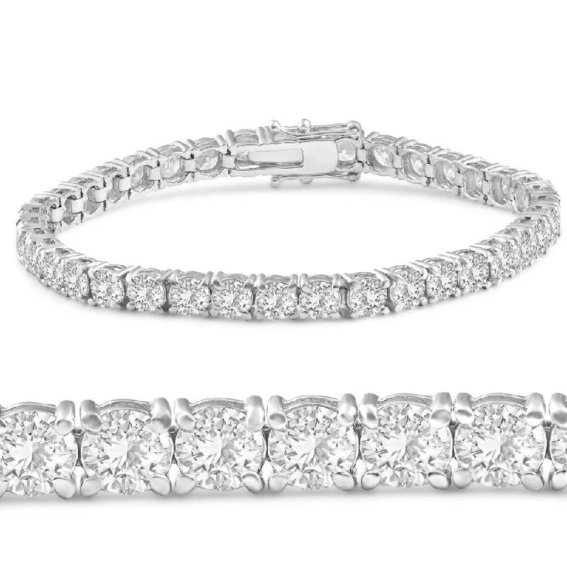 Ladies adjustable bracelets-12 Ct. Round Cut Natural Diamond White Gold Round Cut Tennis Bracelet 7"