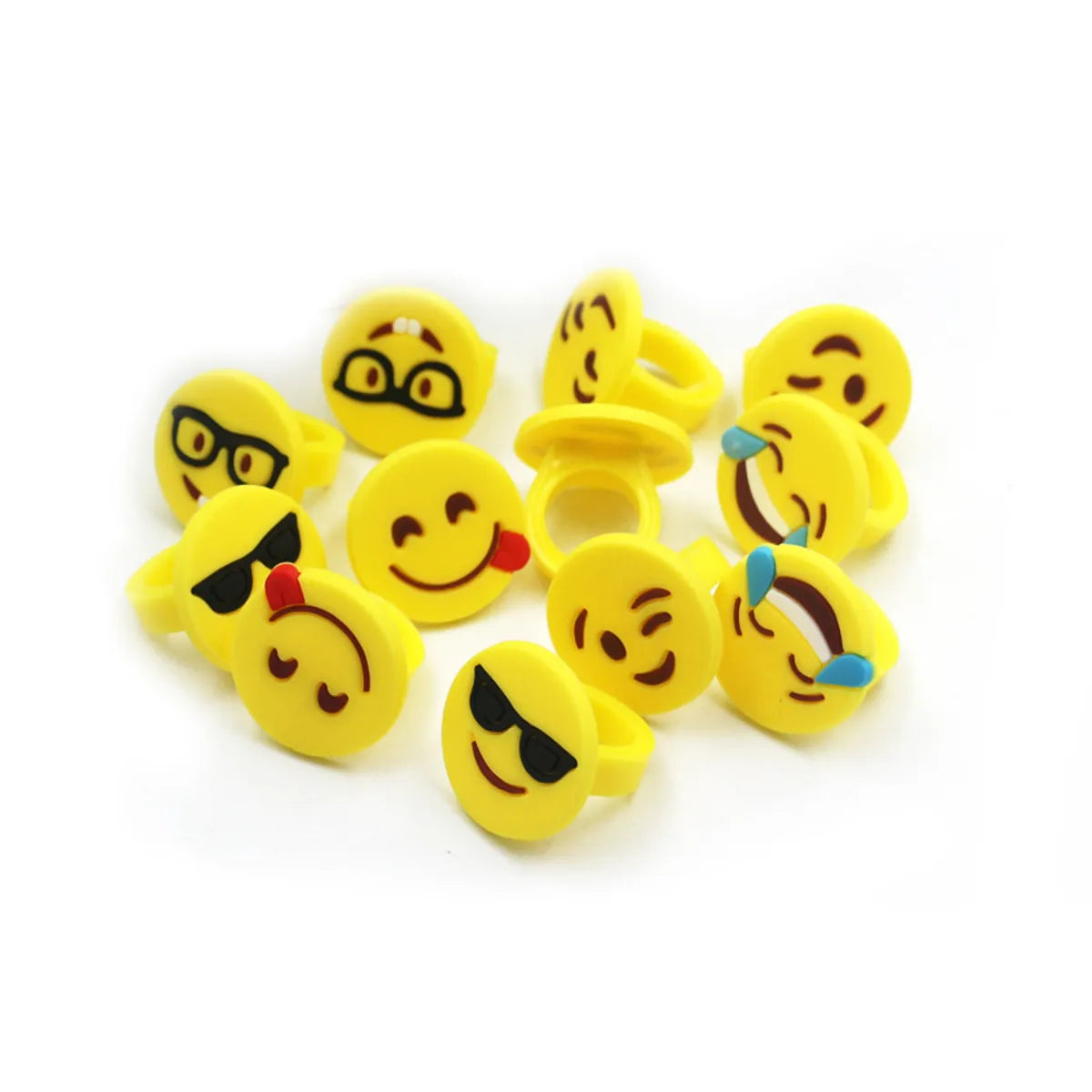 Ladies antique rings-Cartoon Style Emoji Face Epoxy Rings