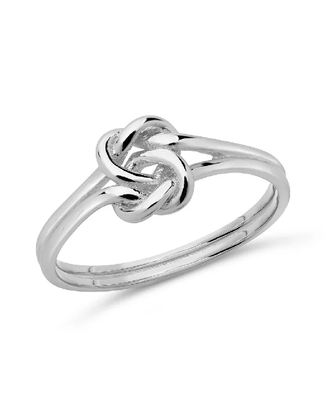 Ladies diamond wedding sets-Sterling Silver Intricate Love Knot Ring